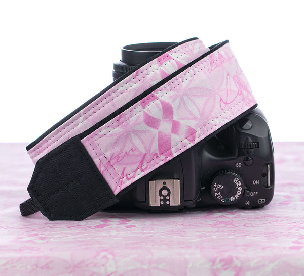 181 Pink Ribbons Camera Strap - ten8e Camera Straps