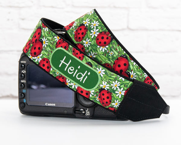 007 Camera Strap Ladybug Personalized dSLR  SLR - ten8e Camera Straps