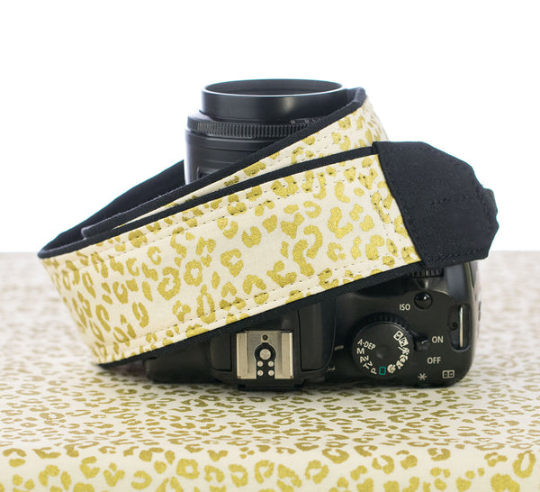 238 Camera Strap Gold Leopard - ten8e Camera Straps
