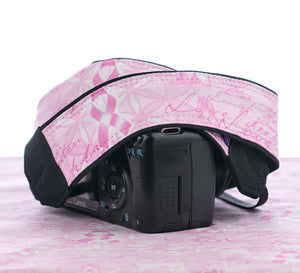 181 Pink Ribbons Camera Strap - ten8e Camera Straps